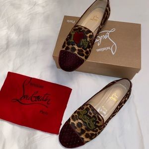 Christian Louboutin leopard-print calf hair with quilted velvet size 24